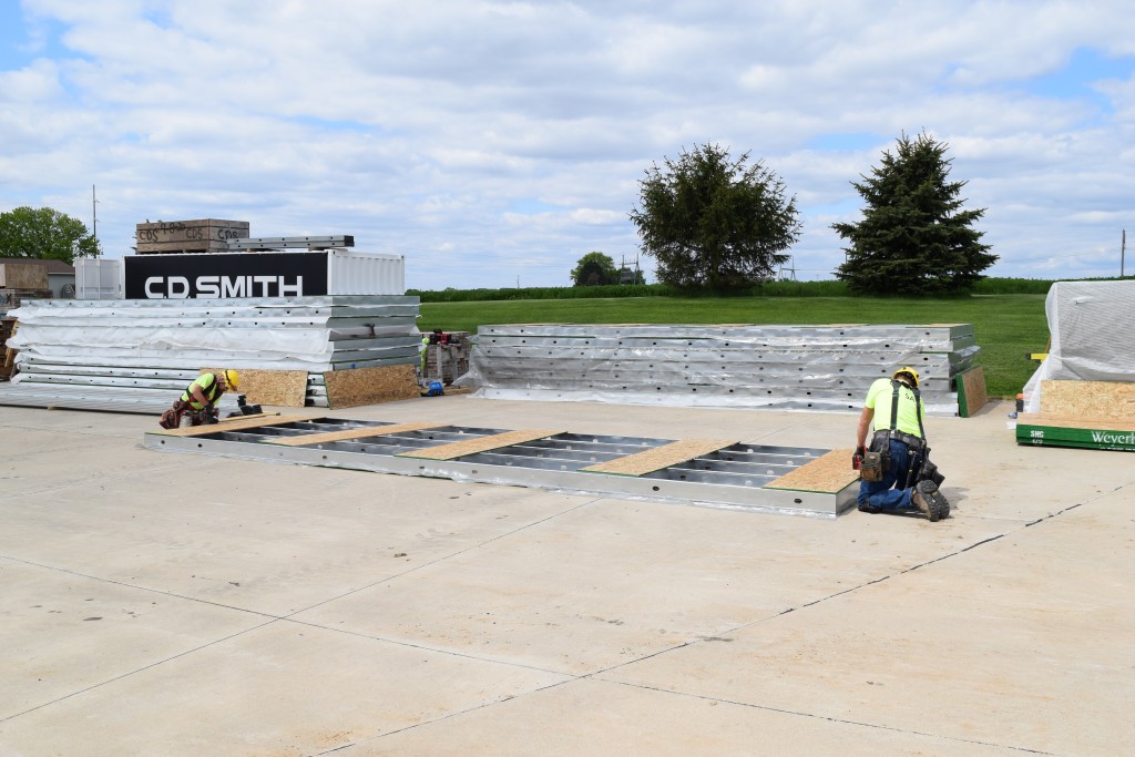 5-23-22: Prepping temporary walls that will replace the current south exterior wall 