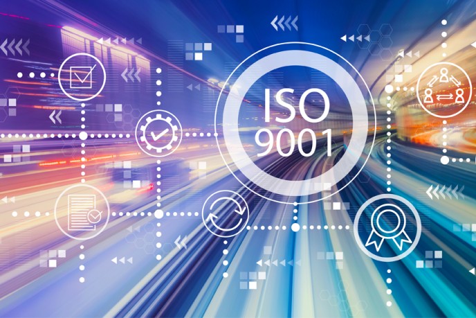 Abstract image with the words "ISO 90001"