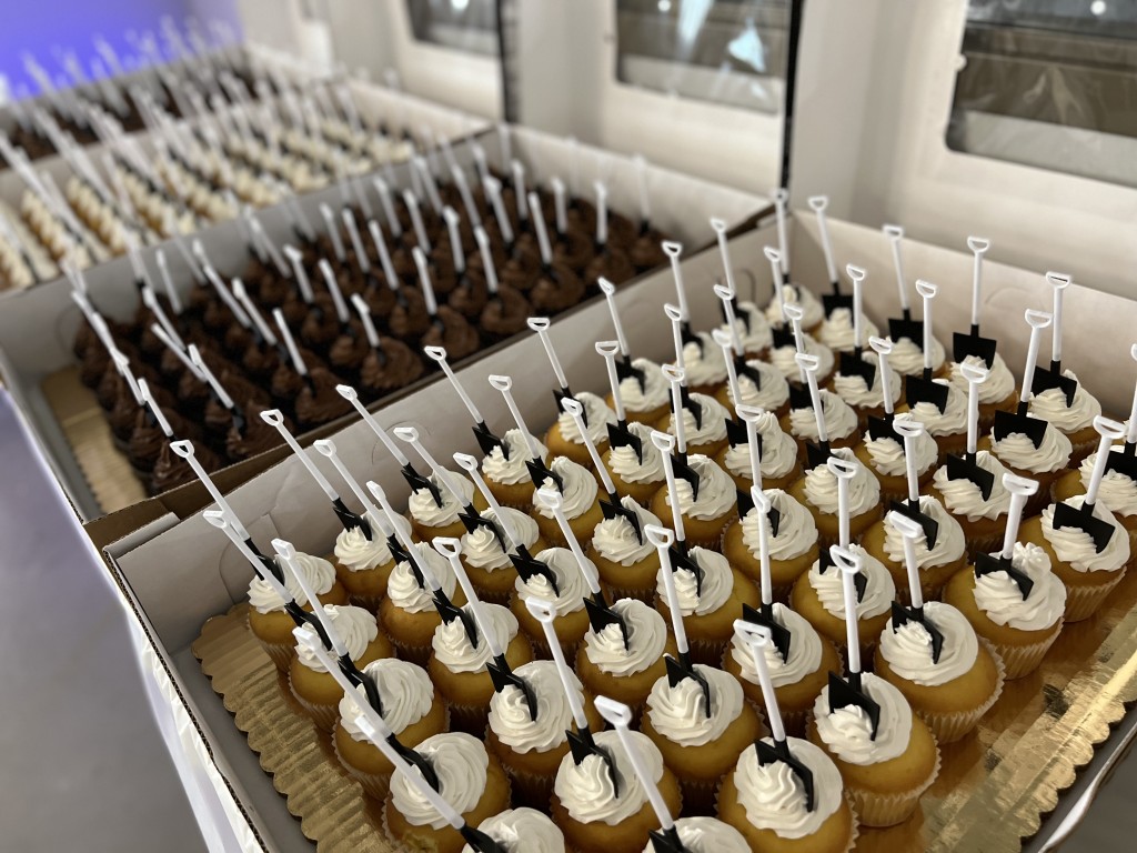 4-20-22: Groundbreaking celebration cupcakes (with mini shovels)