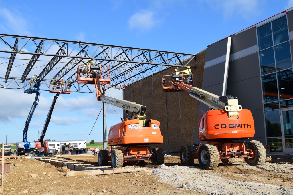 7-12-22: Additional girders and joists connect to the existing building