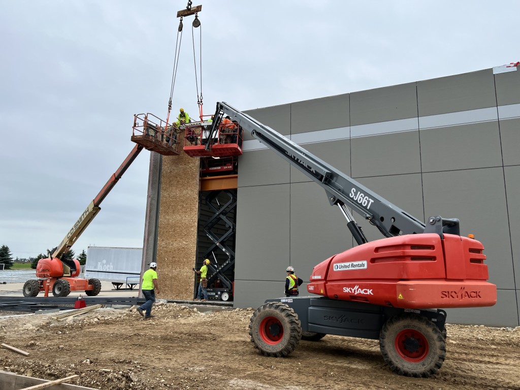 7-11-22: Temporary walls are used to fill in the wall openings
