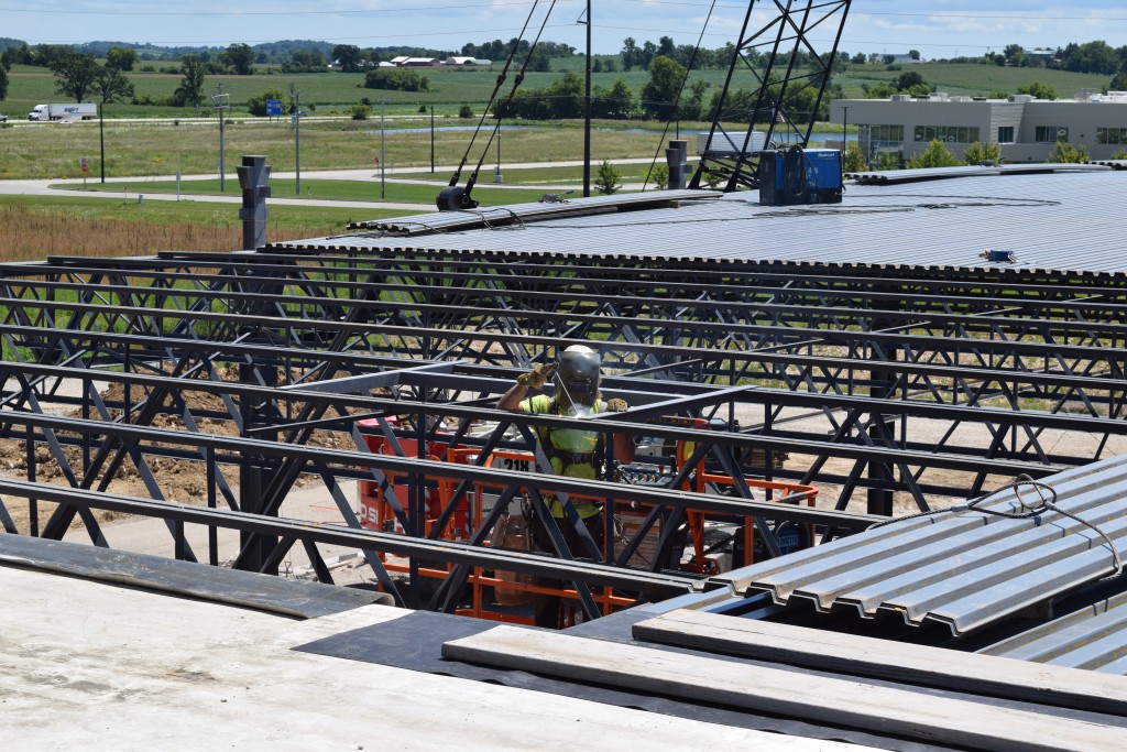 8-4-22: Rooftop views of structural steel welding