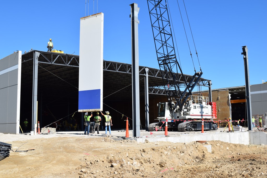 8-4-22: An existing wall panel is relocated to the expansion south wall
