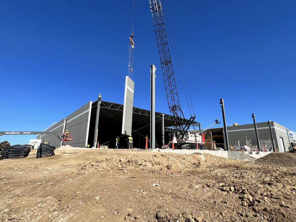 8-4-22: An existing wall panel is relocated to the expansion south wall
