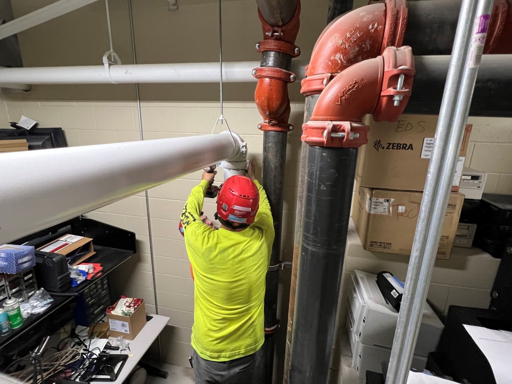 9-27-22: Fire protection piping is connected