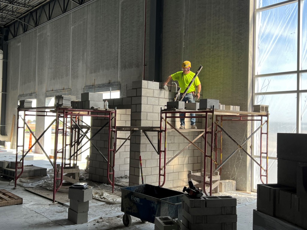 10-5-22: Masonry work for a new vestibule 