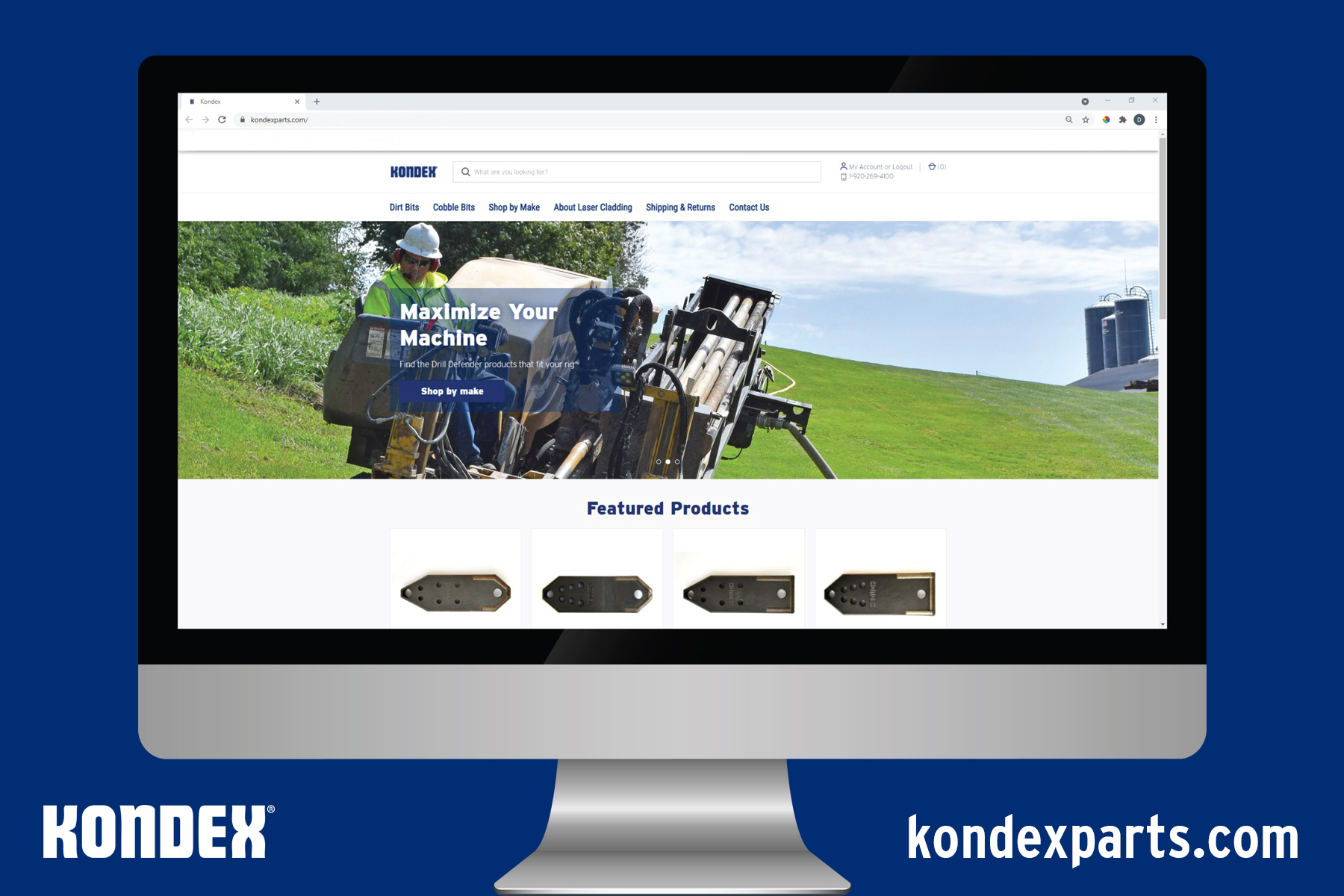 Computer monitor with kondexparts.com shown